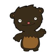 cartoon waving black bear cub N34