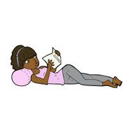 cartoon pretty woman reading book N6