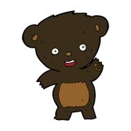 cartoon waving black bear N48