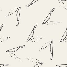 Scalpel doodle drawing seamless pattern background N3