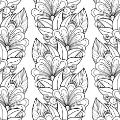 Vector Seamless Monochrome Floral Pattern N218