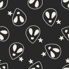 alien doodle drawing seamless pattern background