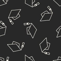 graduation hat doodle drawing seamless pattern background