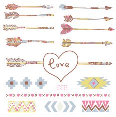 hipster graphic set - arrow and love