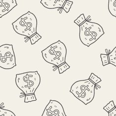 doodle money bag seamless pattern background