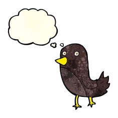 cartoon bird with thought bubble N347