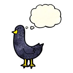 cartoon bird with thought bubble N348