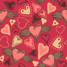 seamless doodle hearts on pink background