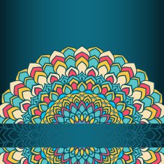 hand-drawing ornamental floral abstract lace round isolated on dark background
