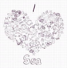 sea card with heart