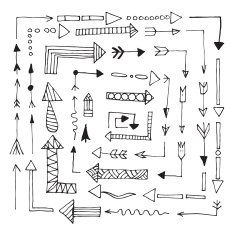 Hand drawn arrows set isolated on white background