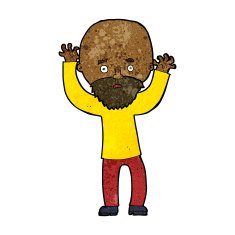 cartoon bearded man panicking N6