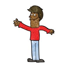 cartoon happy man waving N26