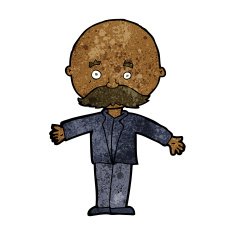 cartoon bald man with open arms N6