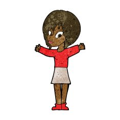 cartoon woman with open arms N65