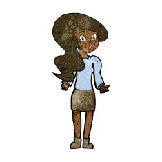 cartoon woman shrugging shoulders N310