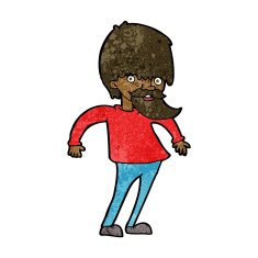 cartoon bearded man shrugging shoulders N4