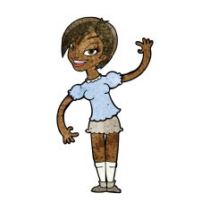Cartoon Girl Waving N21