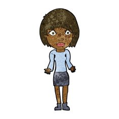 cartoon woman shrugging shoulders N315