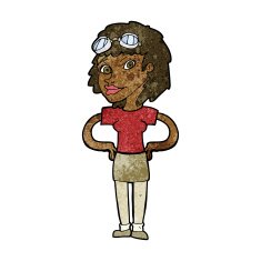 cartoon retro pilot woman N7