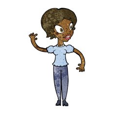 Cartoon Woman Waving N219
