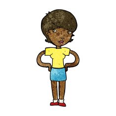 cartoon woman with hands on hips N143