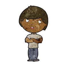 cartoon happy man with folded arm N6
