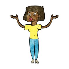 cartoon woman holding up hands N12