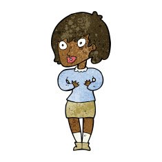 cartoon woman making Who Me? gesture N30