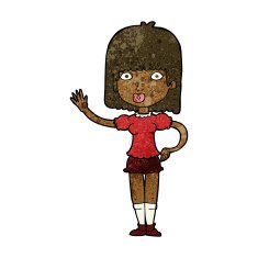 Cartoon Woman Waving N222