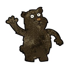 cartoon waving black bear N30