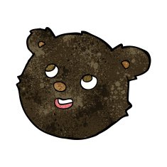 cartoon black bear face N17