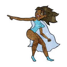 cartoon superhero woman pointing N6