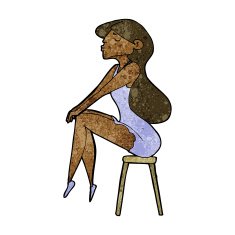 cartoon woman sitting on stool N14