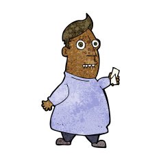 cartoon nervous man with tickets N7