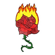 cartoon flaming rose tattoo N3