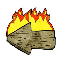 cartoon burning direction arrow N6