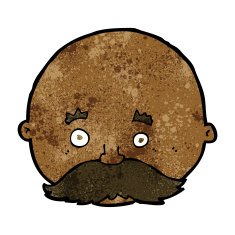 cartoon bald man with mustache N13