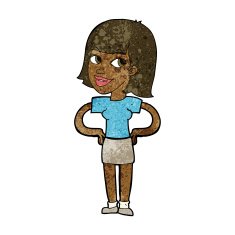 cartoon happy woman with hands on hips N12