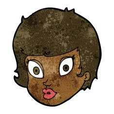 cartoon surprised female face N43