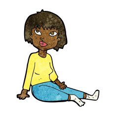 cartoon woman sitting on floor N6
