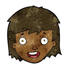 cartoon happy female face N122