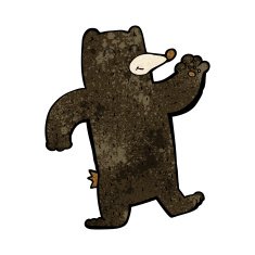 cartoon waving black bear N32