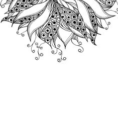 Card template with fantasy black and white flower