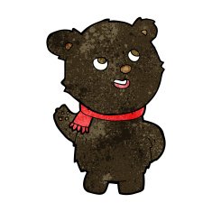 cartoon cute black bear cub N13