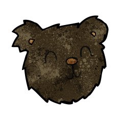 cartoon happy black bear face N3