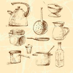 Vector graphic cookware set