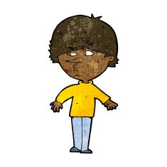 cartoon suspicious man looking over shoulder N7