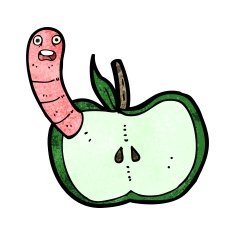 Cartoon Apple With Worm N46