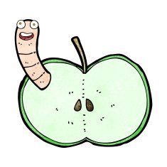 Cartoon Apple With Worm N47